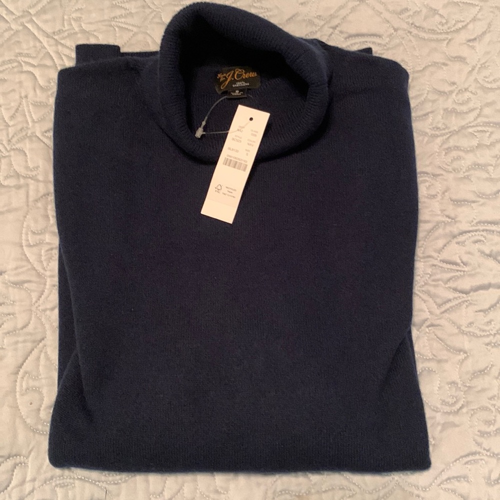J Crew Cashmere Turtleneck Sweater Navy Small NWT